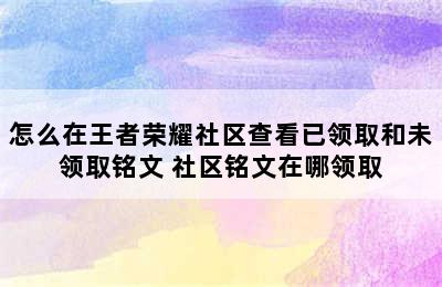 怎么在王者荣耀社区查看已领取和未领取铭文 社区铭文在哪领取